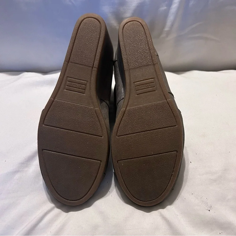 TOMS Women's Gray Suede Wedge Booties – Size 8,‎ Lace-Up Ankle Boots